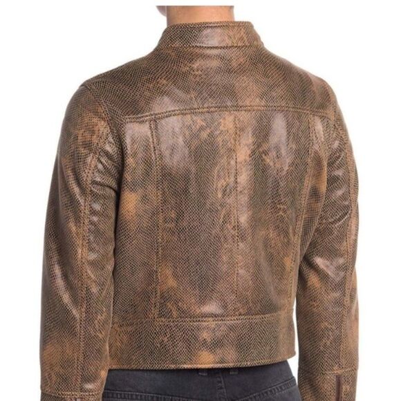 Free People Fenix Vegan Leather Snakeskin Jacket XS NWT - Picture 11 of 16